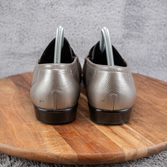 SAS Metro Slip On Pewter Leather Loafers Shoes Womens Silver Buckle Size 10 W - Picture 5 of 10